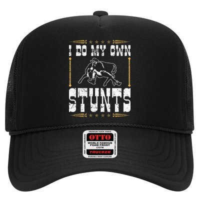 Steer Wrestling I Do My Own Stunts Rodeo Bulldogging Trucker Hat
