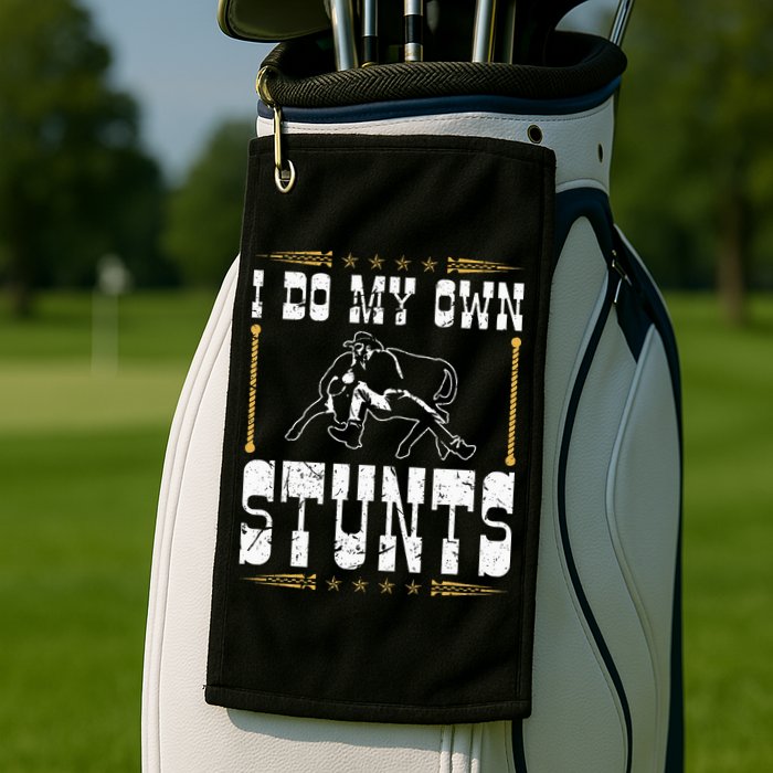 Steer Wrestling I Do My Own Stunts Rodeo Bulldogging Golf Towel