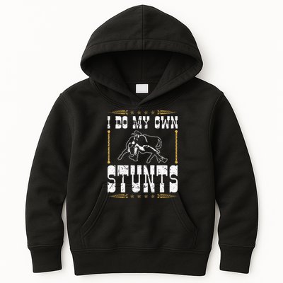 Steer Wrestling I Do My Own Stunts Rodeo Bulldogging Kids Hoodie