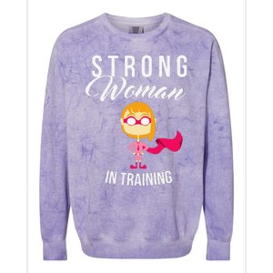 Strong Woman In Training Grl Pwr Colorblast Crewneck Sweatshirt