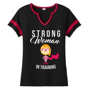 Strong Woman In Training Grl Pwr Ladies Halftime Notch Neck Tee