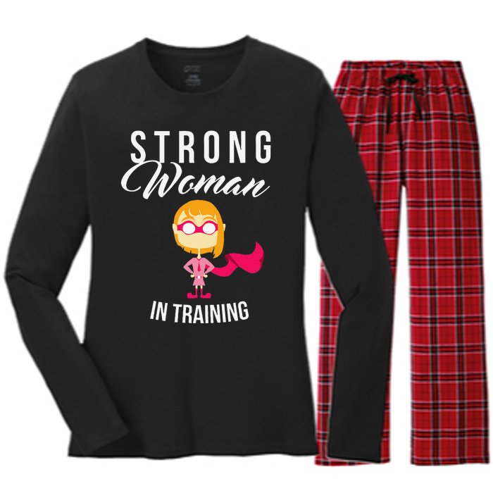 Strong Woman In Training Grl Pwr Women's Long Sleeve Flannel Pajama Set 