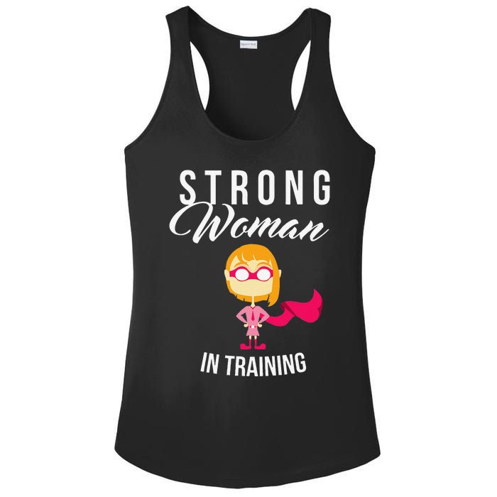 Strong Woman In Training Grl Pwr Ladies PosiCharge Competitor Racerback Tank