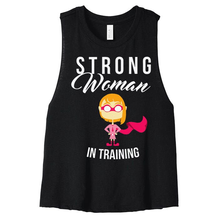 Strong Woman In Training Grl Pwr Women's Racerback Cropped Tank