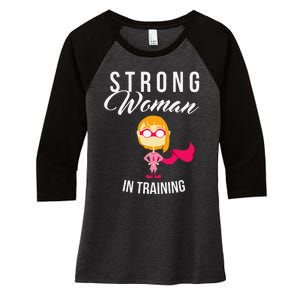 Strong Woman In Training Grl Pwr Women's Tri-Blend 3/4-Sleeve Raglan Shirt