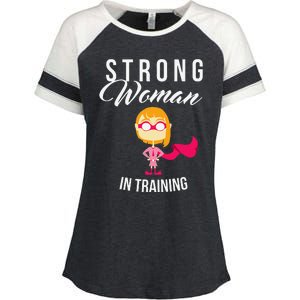 Strong Woman In Training Grl Pwr Enza Ladies Jersey Colorblock Tee