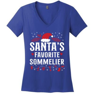 Sommelier Wine Ing Tasting Christmas Santa's Favorite Gift Women's V-Neck T-Shirt