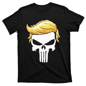 Skull With Iconic Trump Hair President Supporter T-Shirt