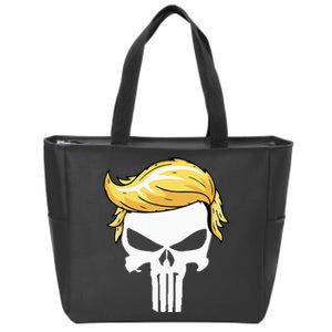 Skull With Iconic Trump Hair President Supporter Zip Tote Bag