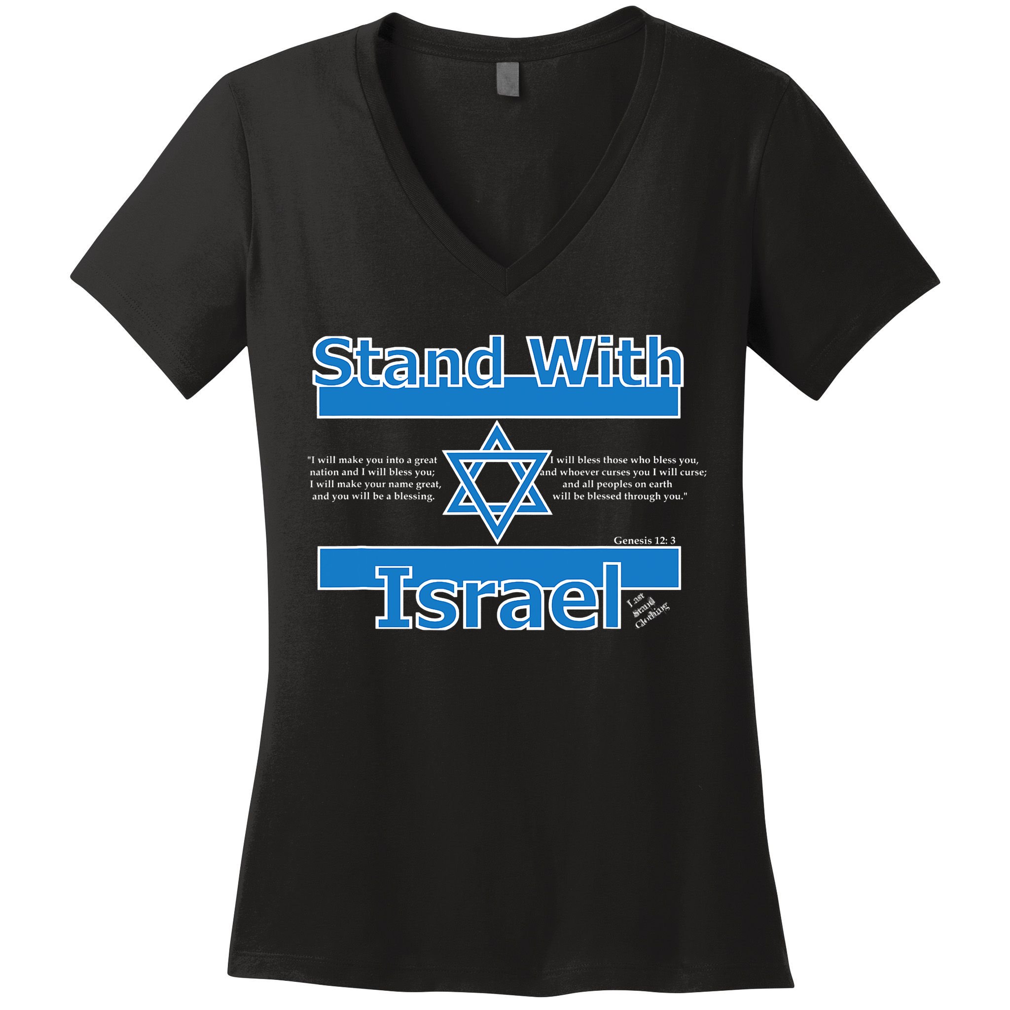 Stand With Israel Biblical Jewish Pro Israeli Christian Jew Women's V-Neck T-Shirt