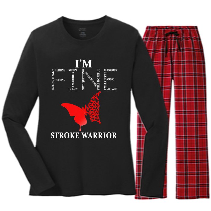 Stroke Warrior Im Fine Women's Long Sleeve Flannel Pajama Set 