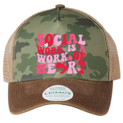 Social Work Is A Work Of Heart ValentineS Day Social Worker Legacy Tie Dye Trucker Hat