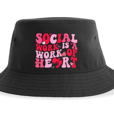 Social Work Is A Work Of Heart ValentineS Day Social Worker Sustainable Bucket Hat