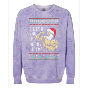 Santa Workout I Wish You A Merry Liftmas  Colorblast Crewneck Sweatshirt