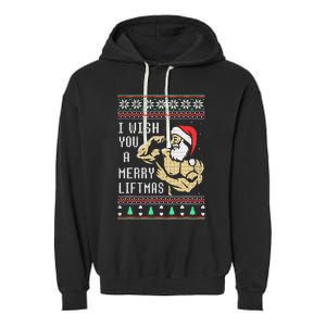 Santa Workout I Wish You A Merry Liftmas  Garment-Dyed Fleece Hoodie