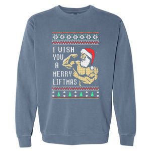 Santa Workout I Wish You A Merry Liftmas  Garment-Dyed Sweatshirt