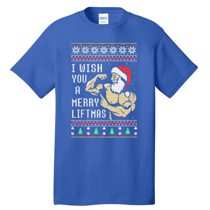 Santa Workout I Wish You A Merry Liftmas  Tall T-Shirt