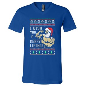 Santa Workout I Wish You A Merry Liftmas  V-Neck T-Shirt