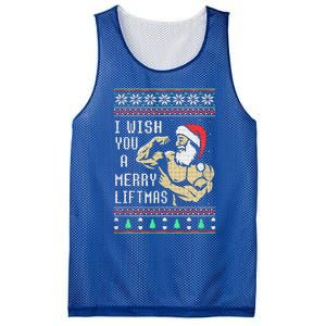 Santa Workout I Wish You A Merry Liftmas  Mesh Reversible Basketball Jersey Tank