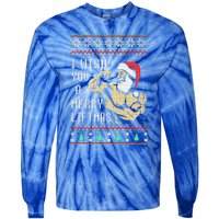 Santa Workout I Wish You A Merry Liftmas  Tie-Dye Long Sleeve Shirt