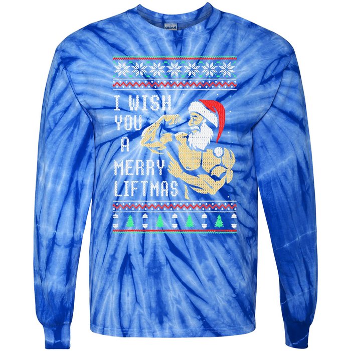 Santa Workout I Wish You A Merry Liftmas  Tie-Dye Long Sleeve Shirt