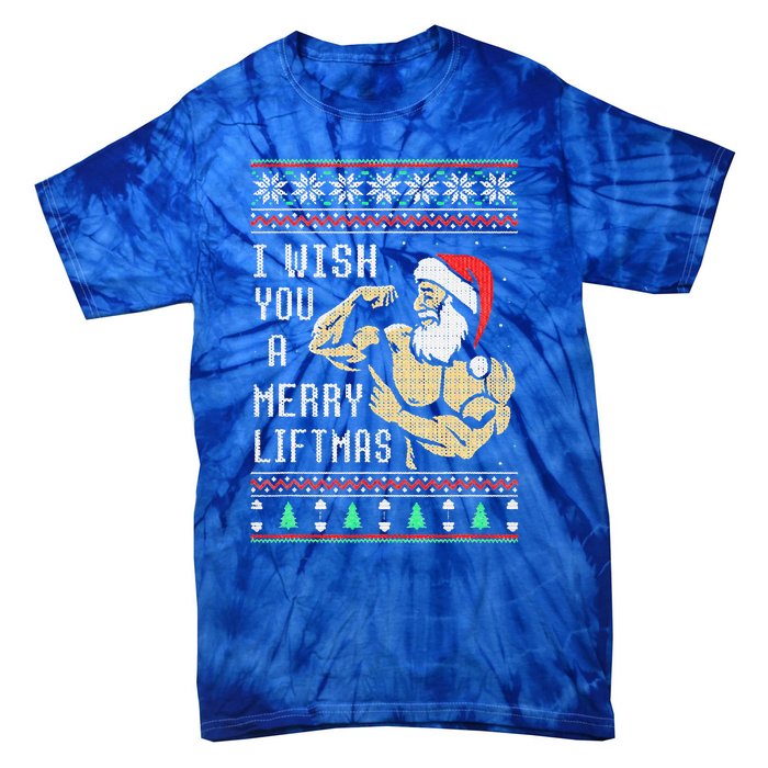 Santa Workout I Wish You A Merry Liftmas  Tie-Dye T-Shirt