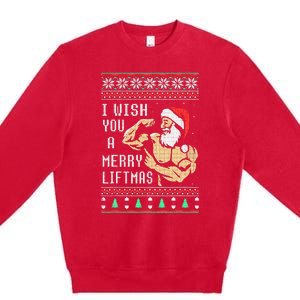 Santa Workout I Wish You A Merry Liftmas  Premium Crewneck Sweatshirt