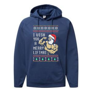 Santa Workout I Wish You A Merry Liftmas  Performance Fleece Hoodie