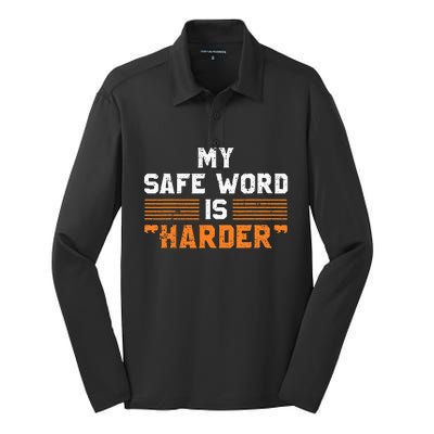 Safe Word Is Harder Naughty Dirty Adult Humor Sub Dom Silk Touch Performance Long Sleeve Polo