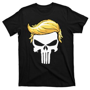 Skull With Iconic Trump Hair President Supporter T-Shirt