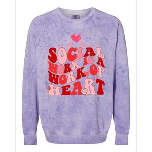 Social Work Is A Work Of Heart Valentines Day Social Worker Colorblast Crewneck Sweatshirt