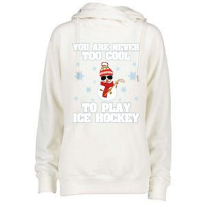 Snow Winter Ice Hockey Christmas Collection Gift Womens Funnel Neck Pullover Hood