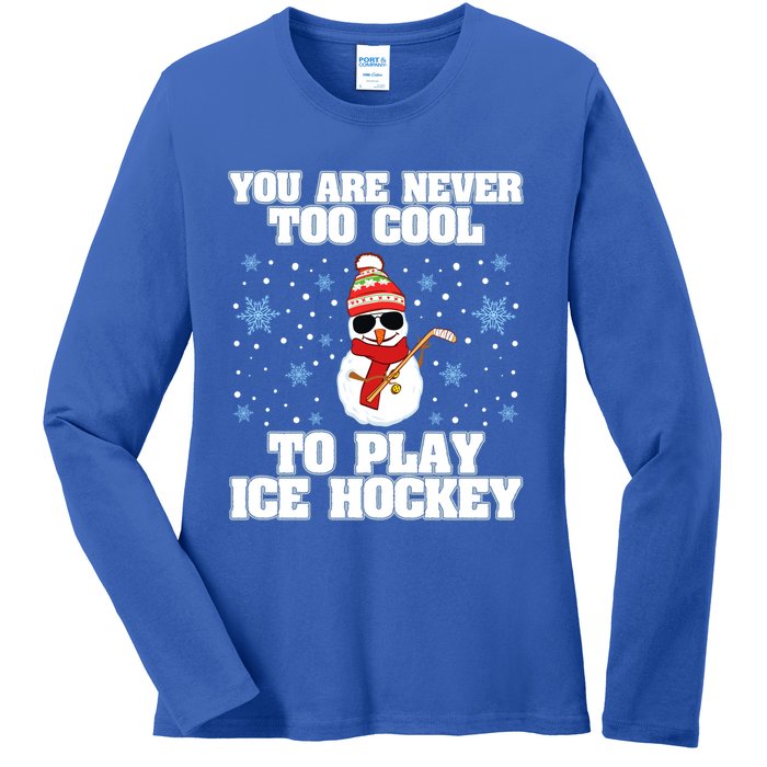 Snow Winter Ice Hockey Christmas Collection Gift Ladies Long Sleeve Shirt