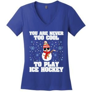 Snow Winter Ice Hockey Christmas Collection Gift Women's V-Neck T-Shirt