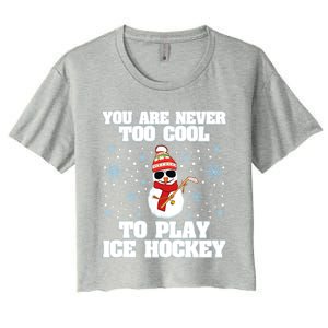 Snow Winter Ice Hockey Christmas Collection Gift Women's Crop Top Tee