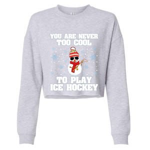 Snow Winter Ice Hockey Christmas Collection Gift Cropped Pullover Crew