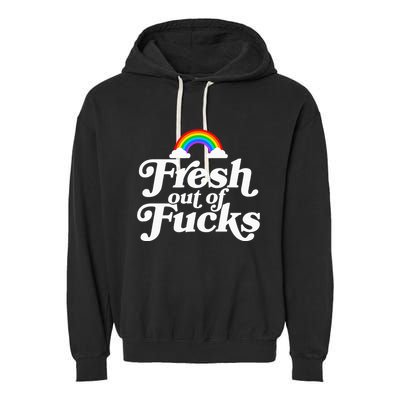 Swear Word Inappropriate Fresh Out Of Fucks Garment-Dyed Fleece Hoodie
