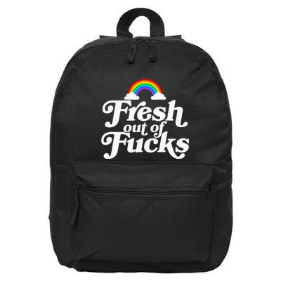 Swear Word Inappropriate Fresh Out Of Fucks 16 in Basic Backpack