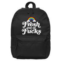 Swear Word Inappropriate Fresh Out Of Fucks 16 in Basic Backpack