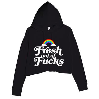 Swear Word Inappropriate Fresh Out Of Fucks Crop Fleece Hoodie