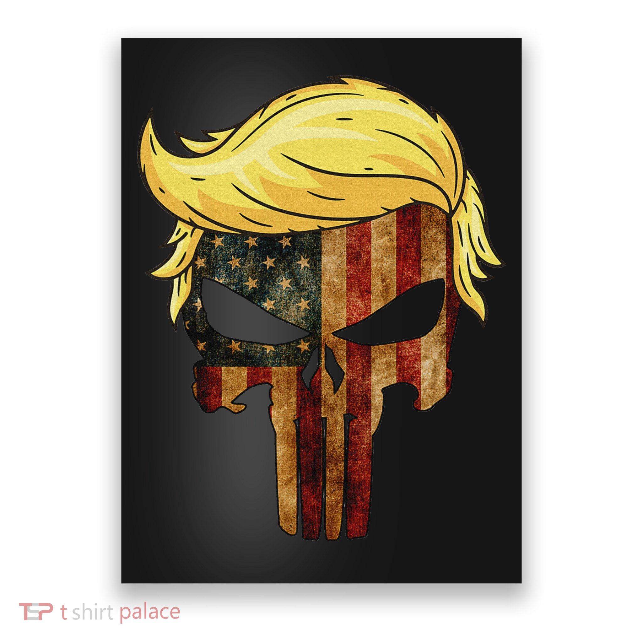 Skull With Iconic Trump Hair American Flag Poster