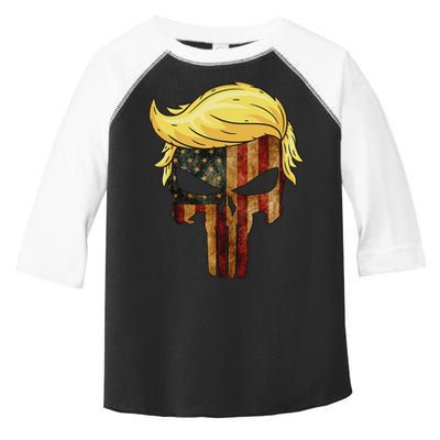 Skull With Iconic Trump Hair American Flag Toddler Fine Jersey T-Shirt