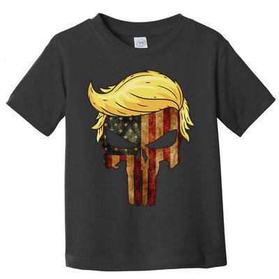 Skull With Iconic Trump Hair American Flag Toddler T-Shirt