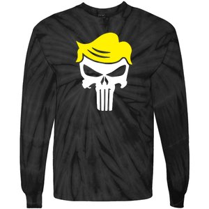 Trump Hair Skull Halloween Tie-Dye Long Sleeve Shirt