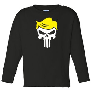 Trump Hair Skull Halloween Toddler Long Sleeve Shirt