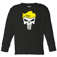 Trump Hair Skull Halloween Toddler Long Sleeve Shirt