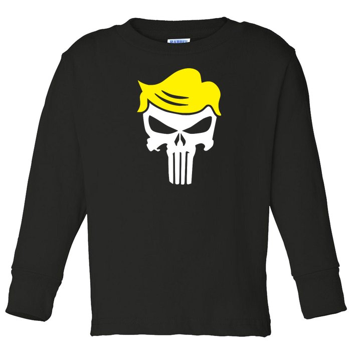 Trump Hair Skull Halloween Toddler Long Sleeve Shirt