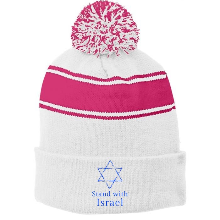 Stand With Israel! Support Israel Stripe Pom Pom Beanie