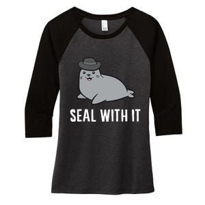 Seal With It Funny Seal Saying Seal Pun Love Seals Women's Tri-Blend 3/4-Sleeve Raglan Shirt