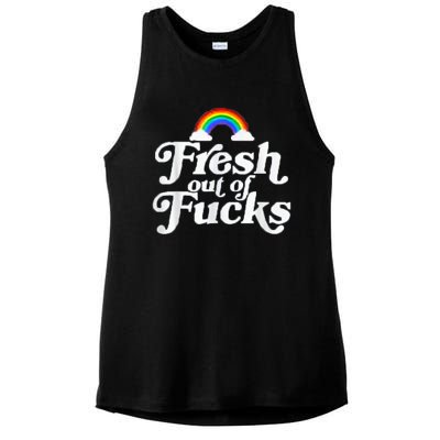 Swear Word Inappropriate Funny Adult Fresh Out Of Fucks Ladies PosiCharge Tri-Blend Wicking Tank